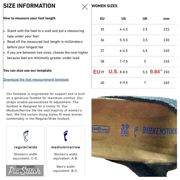 BIRKENSTOCK Arizona Soft Footbed Black Suede Leather Sandals US 8 8 1/2 A B New - Picture 9 of 16